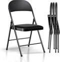 Comfy Folding Chairs 4 Pack - 450 lbs Capacity, Steel Frame - Fenbeli