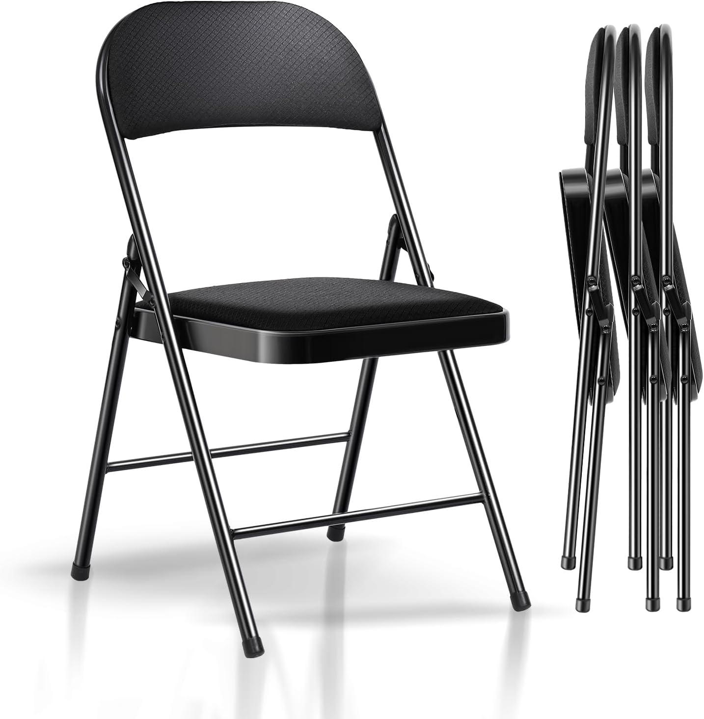 Comfy Folding Chairs 4 Pack - 450 lbs Capacity, Steel Frame - Fenbeli