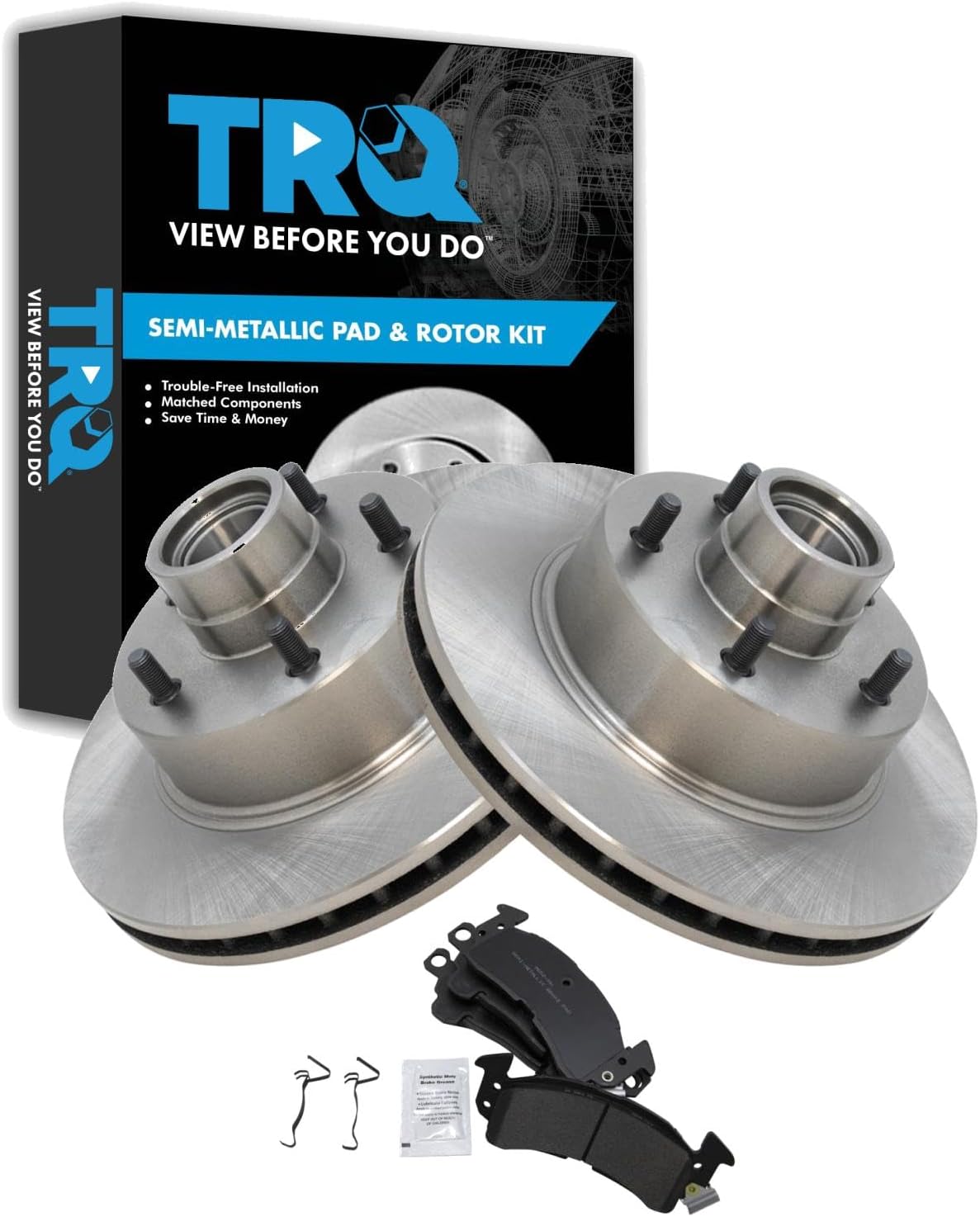 TRQ Front Disc Brake Rotors & Pads Kit for Buick Cadillac Chevy