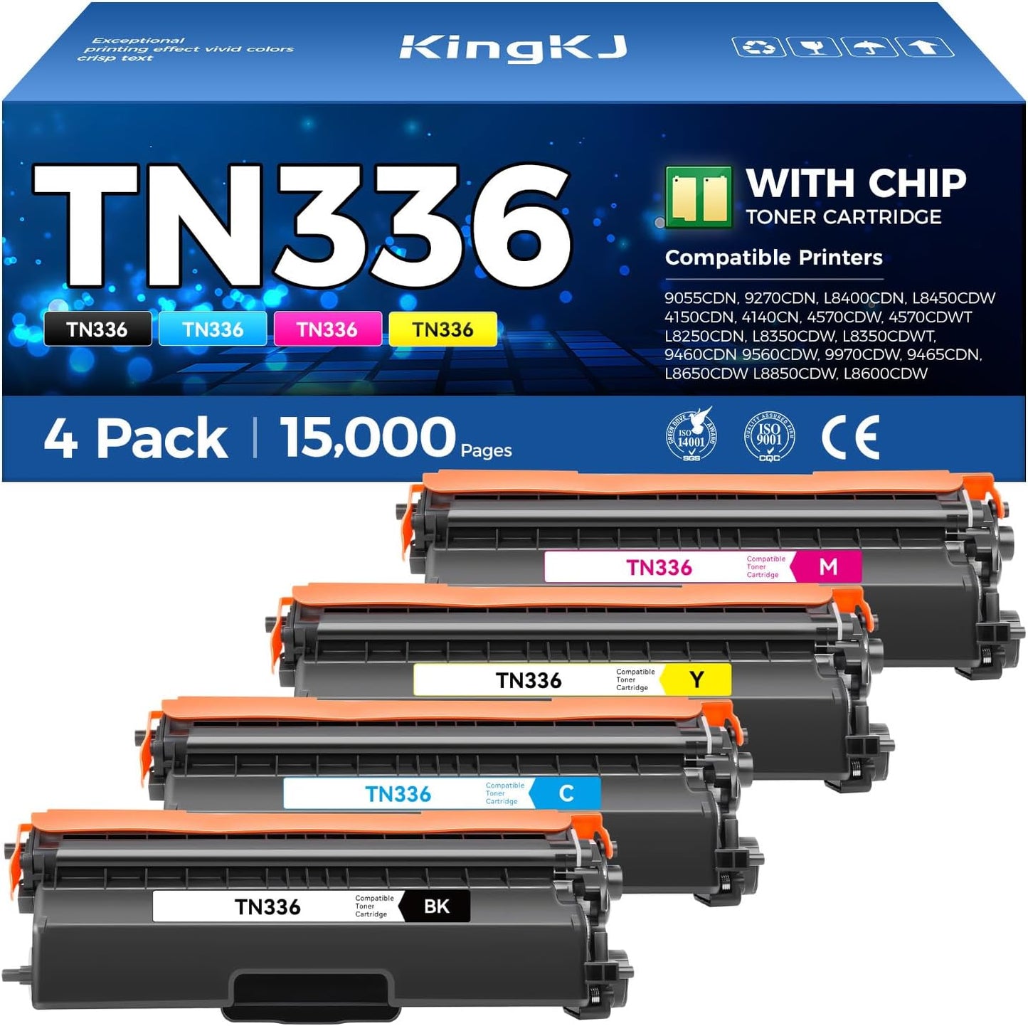 TN336 Toner Cartridge 4-Pack Replacement for Brother Printers