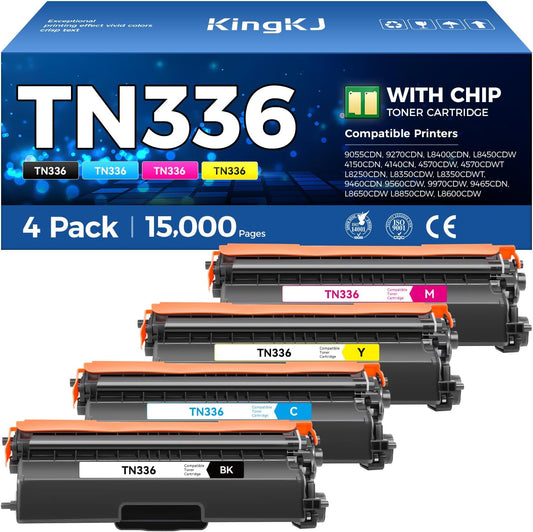 TN336 Toner Cartridge 4-Pack Replacement for Brother Printers