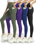 4 Pack Leggings with Pockets for Women - High Waisted Tummy Control