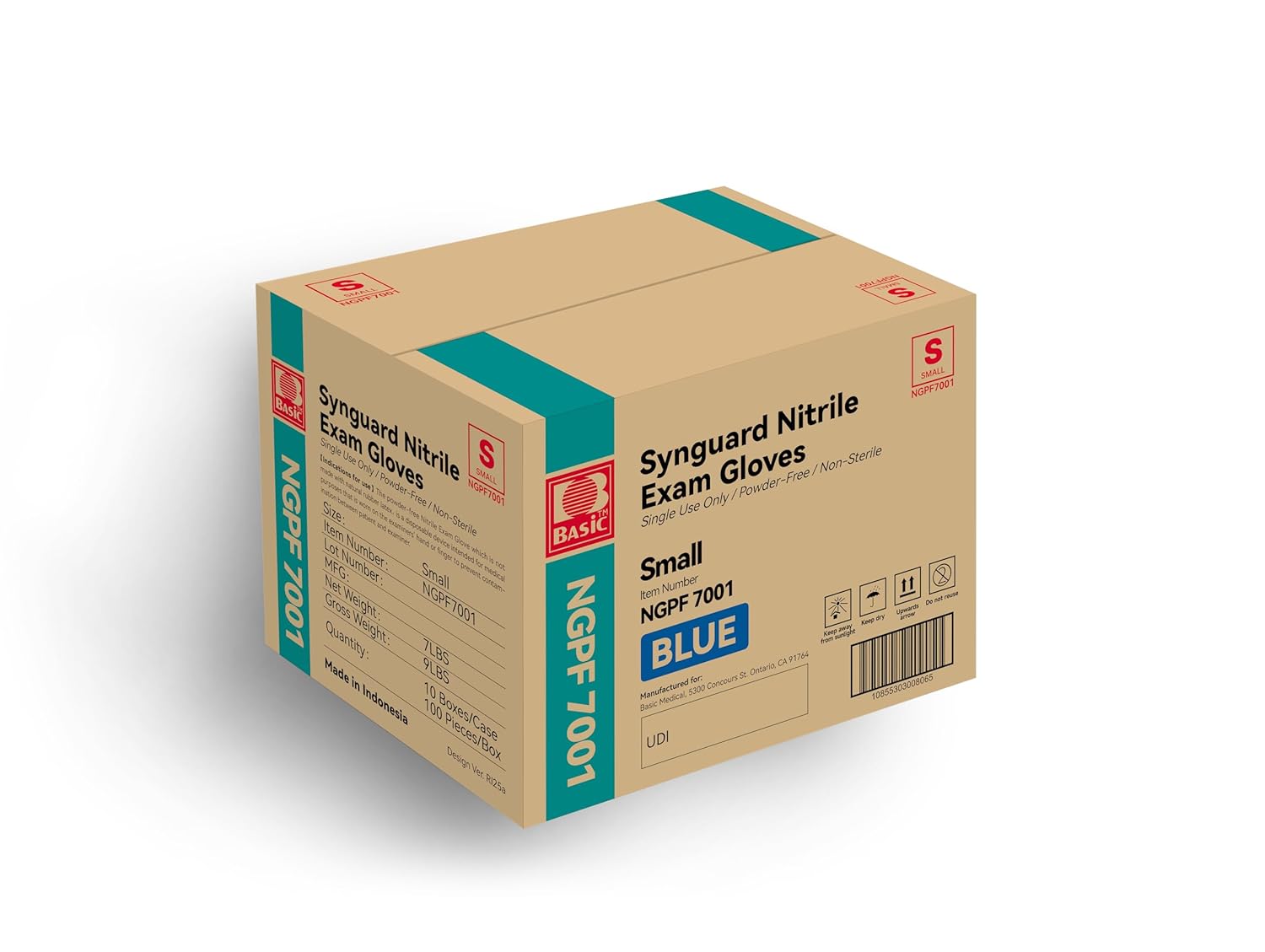 Basic Medical Blue Nitrile Exam Gloves - Latex-Free & Powder-Free