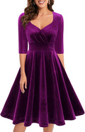 Bbonlinedress Velvet Long Sleeve Midi Dress - Flattering Formal Wear