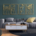 Glamativity Large 4 Pack Gold Wall Art Decor - Minimalist Metal Line