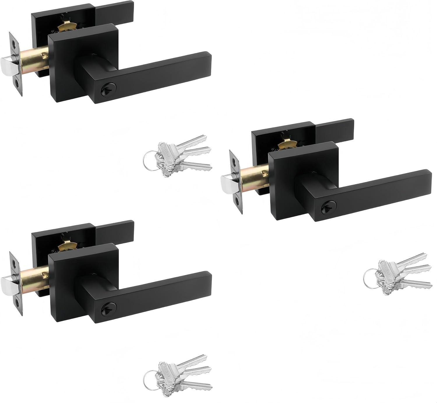 3Pack Entry Door Handle with Lock and Keys for Security