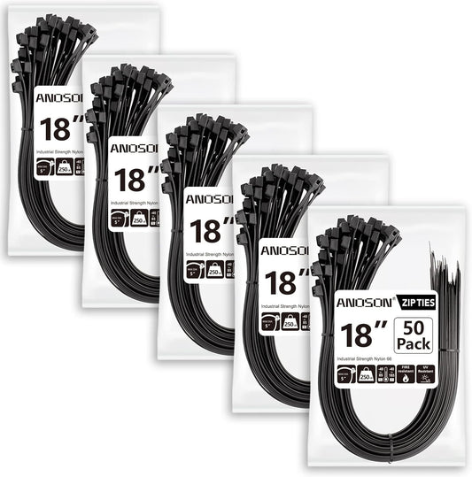Large Zip Ties 18 inch Heavy Duty 250 Pack for All Uses