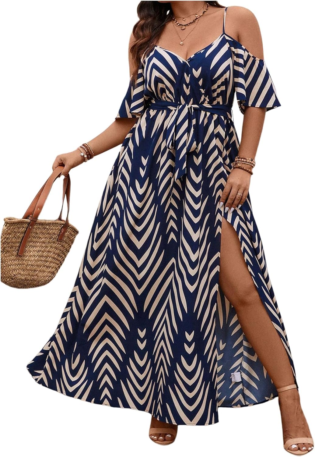 Floerns Women's Plus Size Cold Shoulder Maxi Long Dress Review