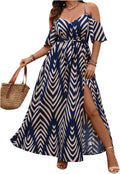 Floerns Women's Plus Size Cold Shoulder Long Dress - Flattering Maxi
