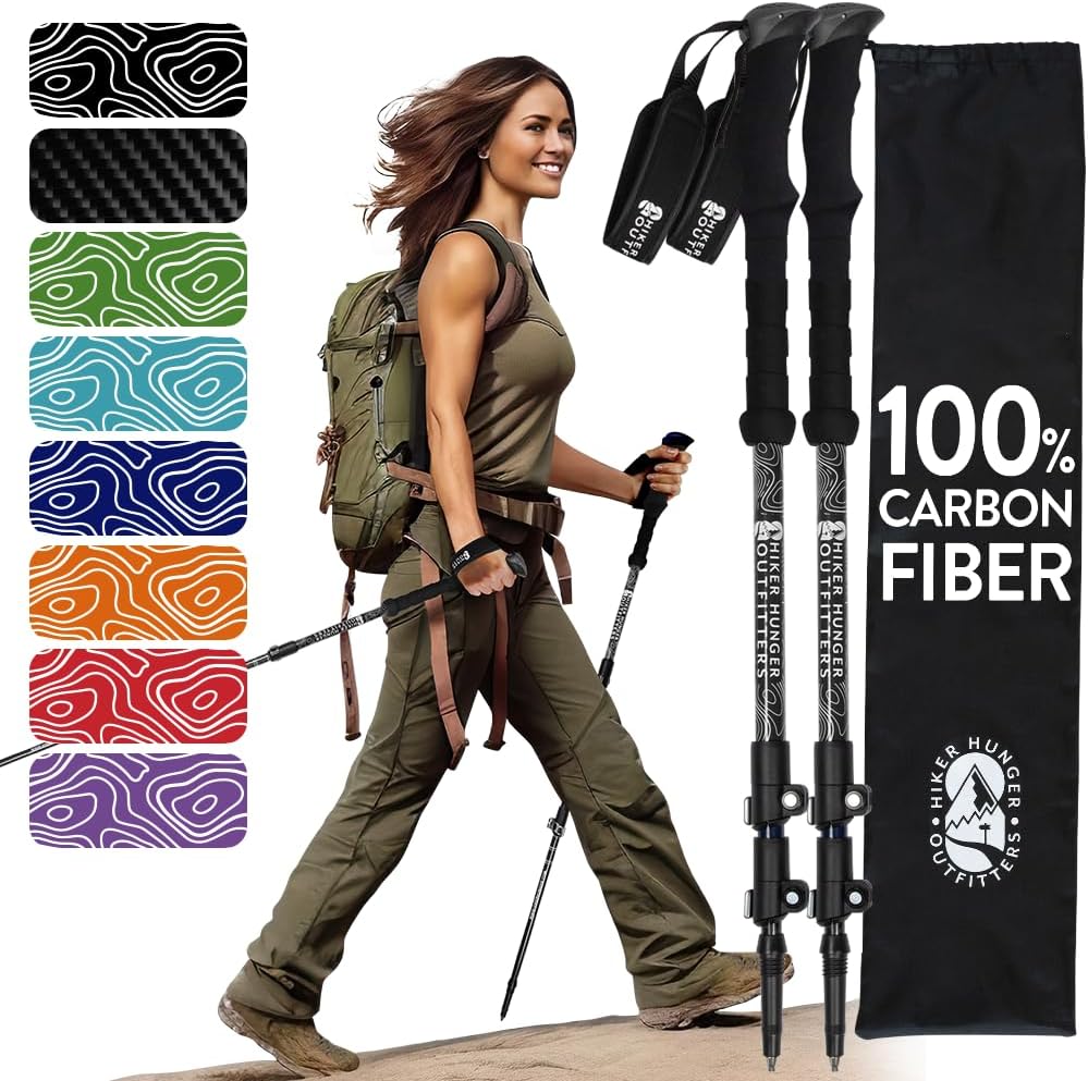 100% Carbon Fiber Trekking Poles - Lightweight & Durable Hiking Gear