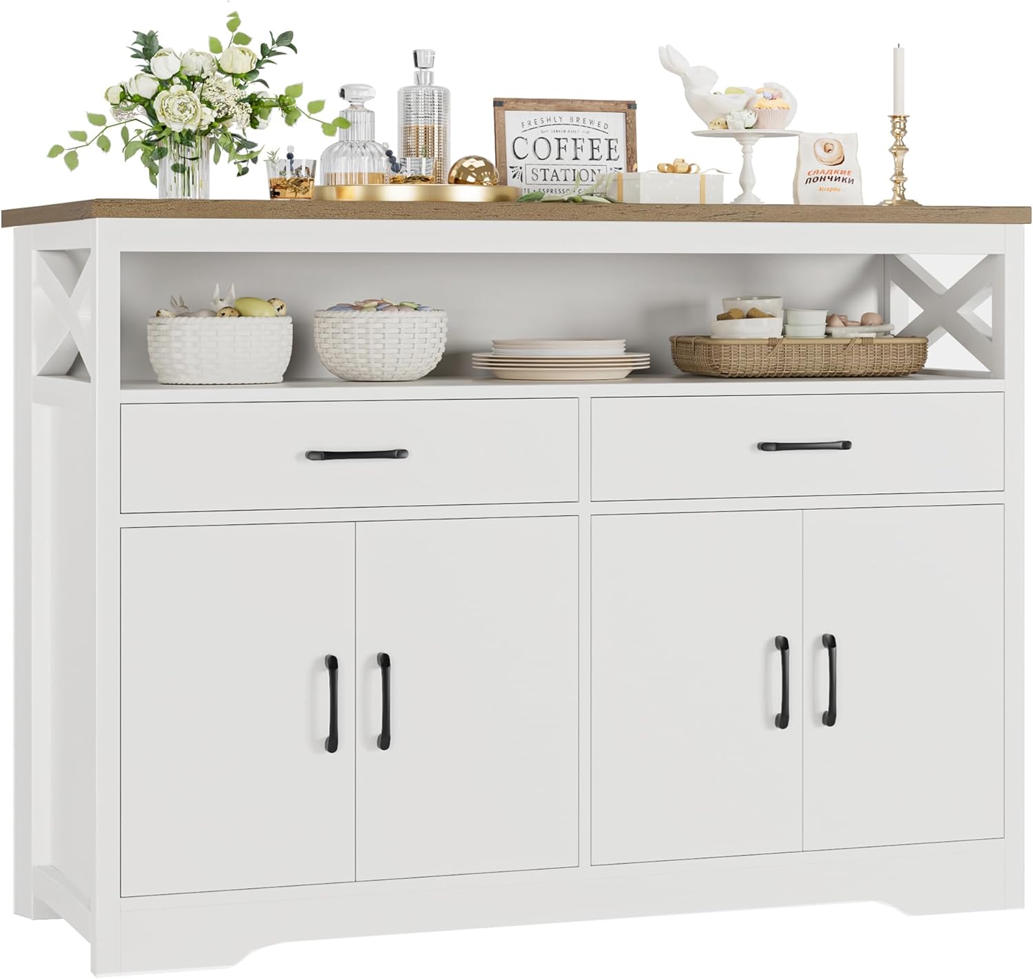 HOSTACK 47 Farmhouse Buffet: Stylish Storage Solution