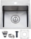 VAPSINT 15x15 Inch Drop In Bar Sink for Kitchen and RV Use