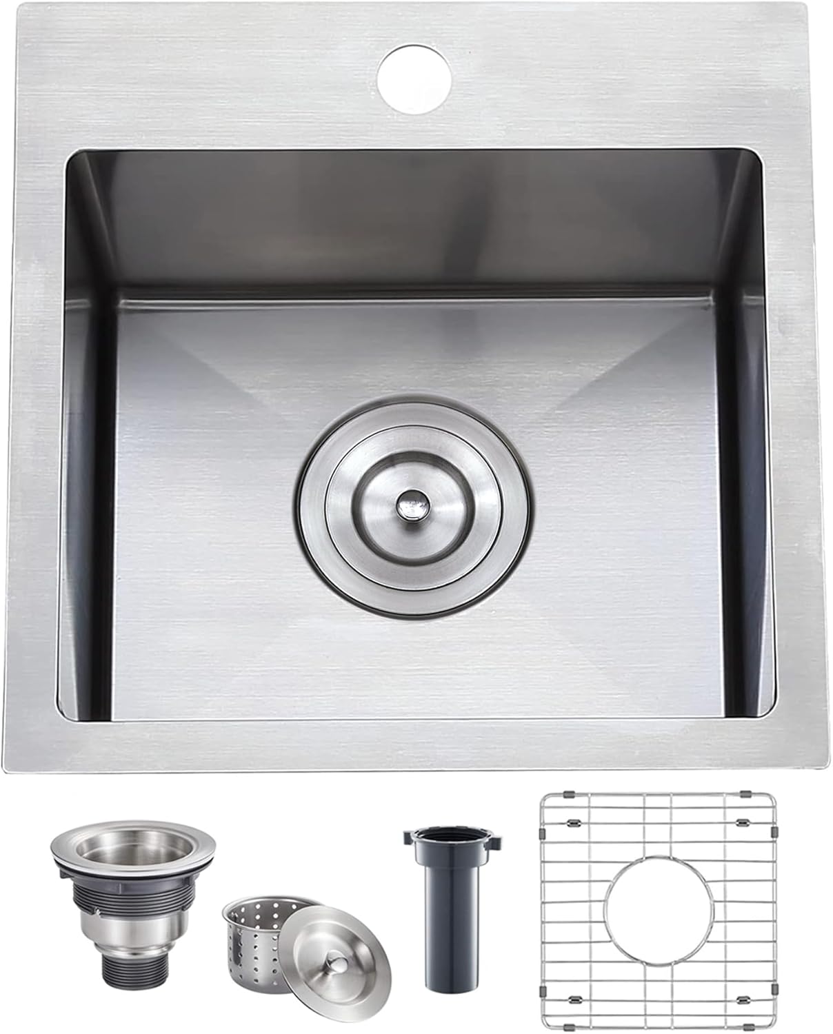 VAPSINT 15x15 Inch Drop In Bar Sink for Kitchen and RV Use