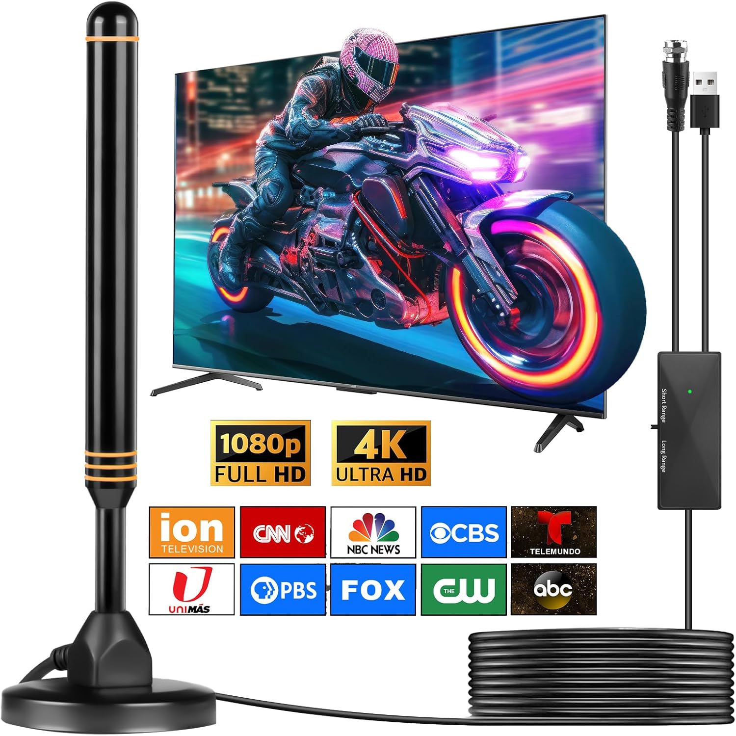 Amplified HD Smart TV Antenna for Long Range!