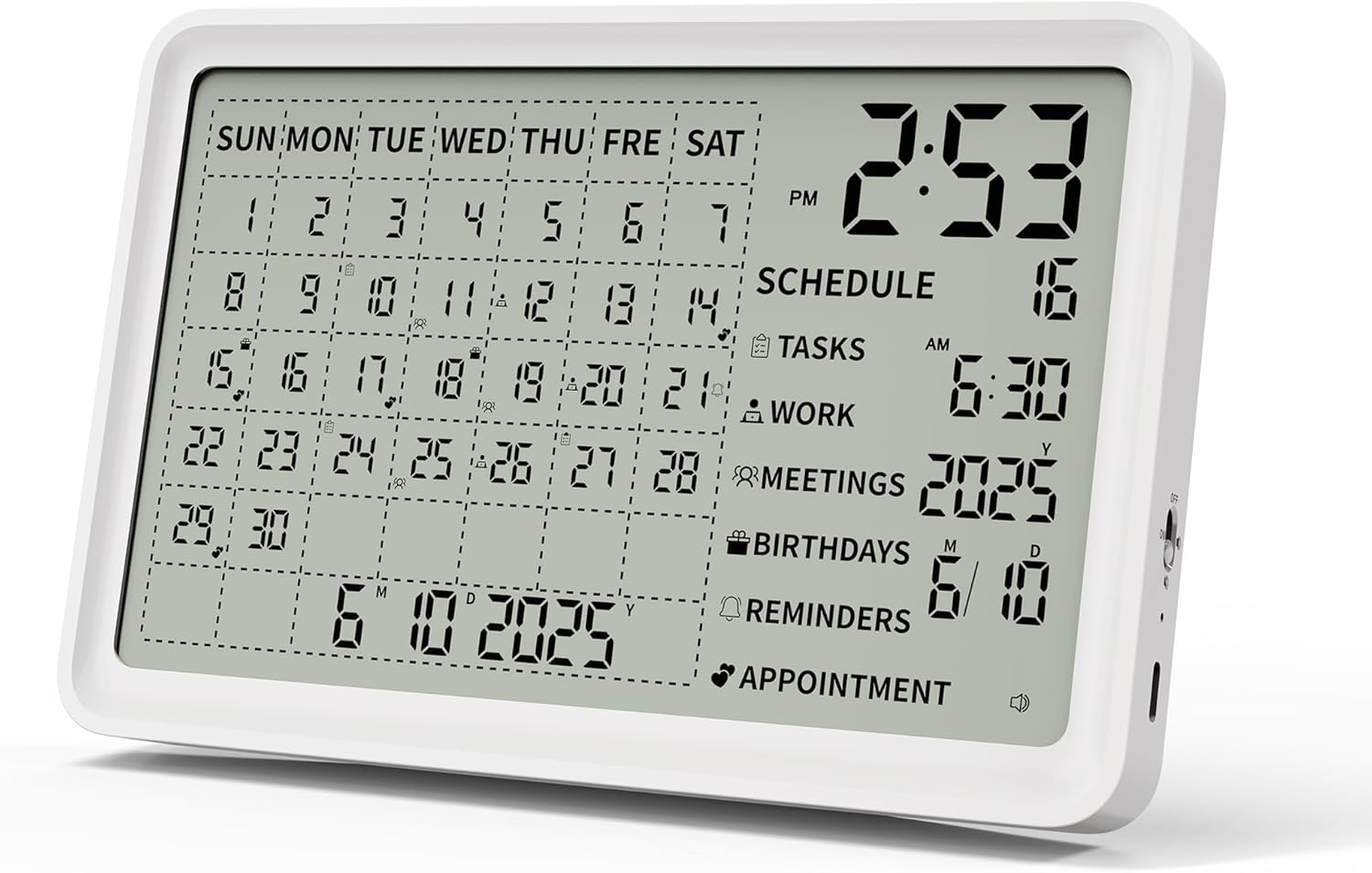 Digital Calendar with Schedule Reminder Clock for Home & Office