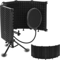 Microphone Isolation Shield with Pop Filter - Foldable 5-Panel Studio