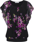 Womens Summer Tops Flutter Short Sleeve Pleated Mesh Blouse Shirts