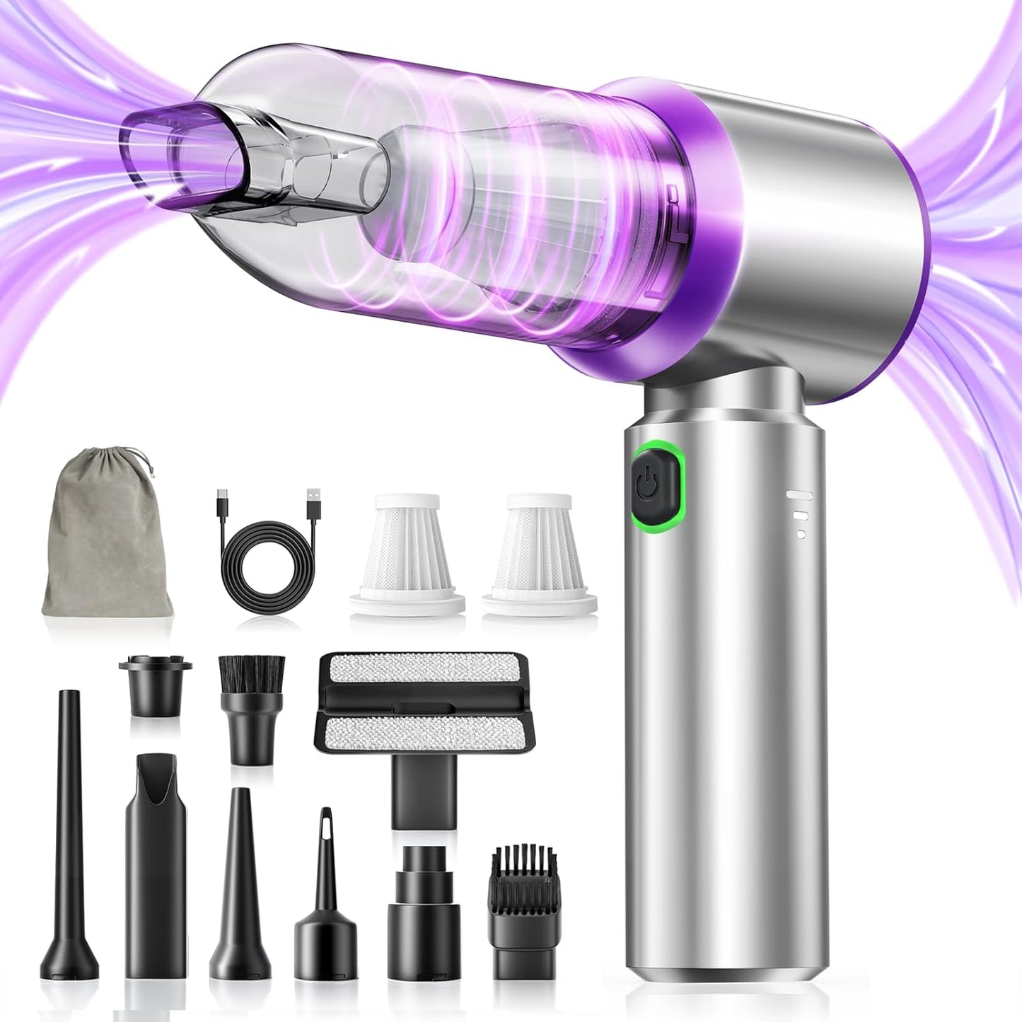 Powerful Cordless Car Vacuum - 21000Pa Suction