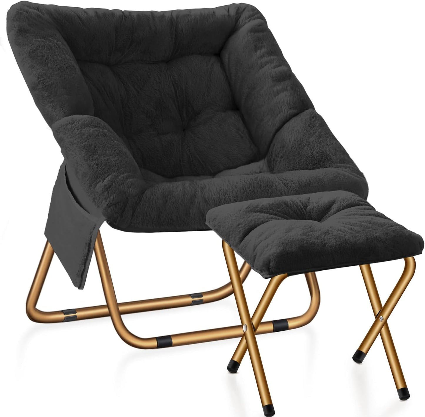 Comfy Saucer Chair for Living Room, Soft Faux Fur Lounge Chair