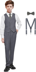 Boys' Formal Dresswear Suits Set with Suspenders (Style CLM9)