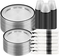 Clear and Black Disposable Plates Set for 50 Guests - 350PCS party set