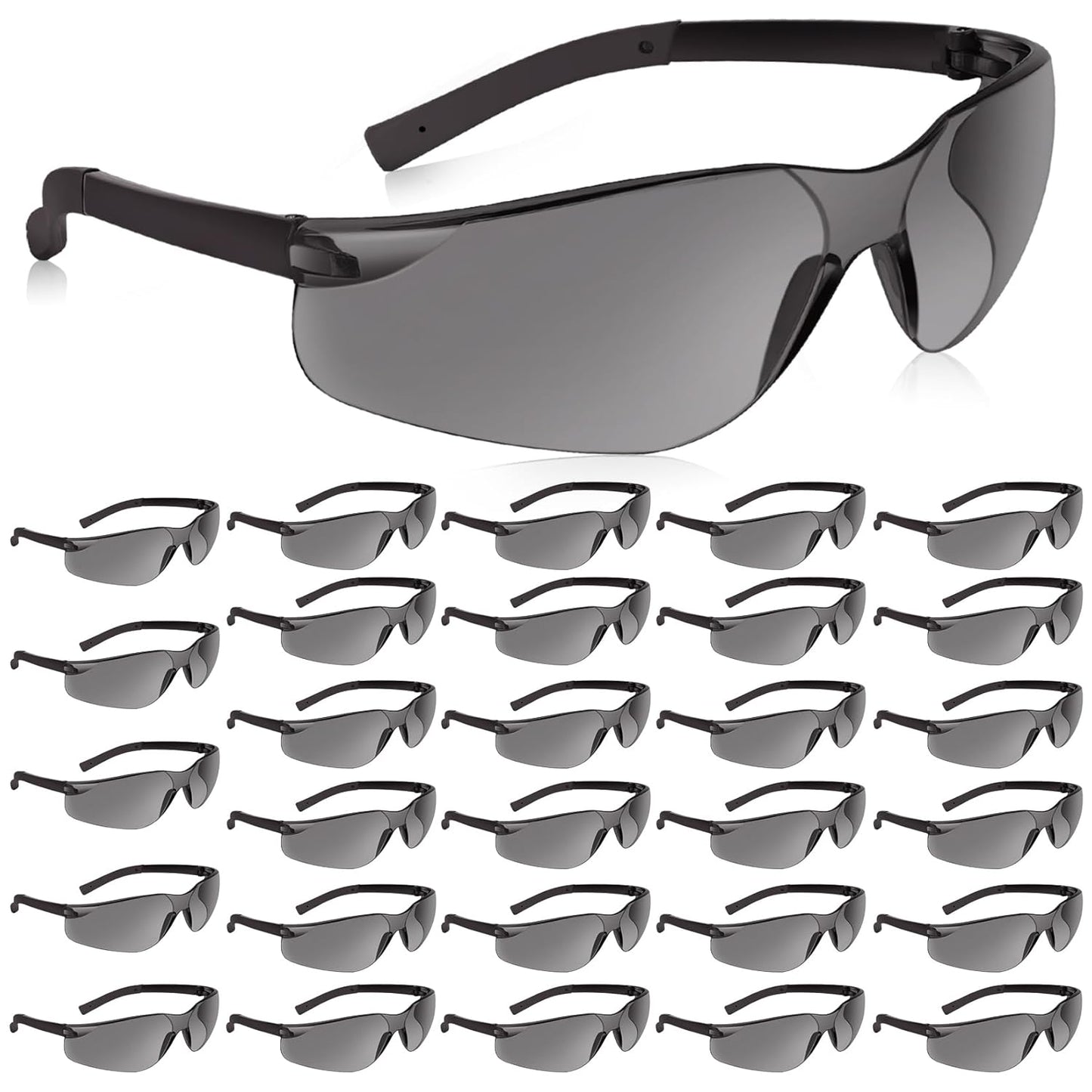30 Pack Tinted Safety Glasses for Eye Protection and Comfort