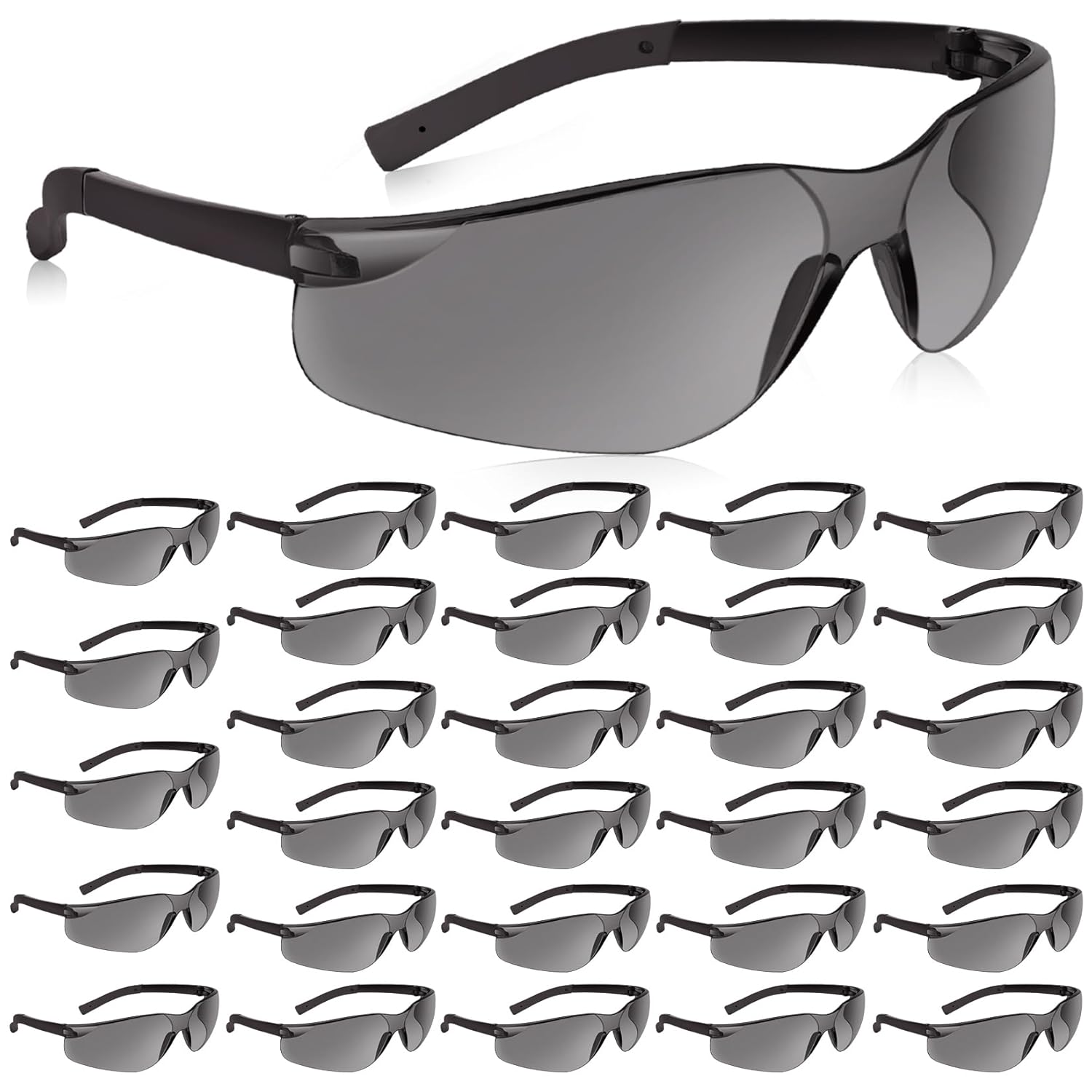 30 Pack Tinted Safety Glasses for Eye Protection and Comfort