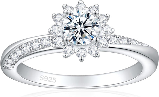 Elspeth 925 Sterling Silver Engagement Ring with Cubic Zirconia