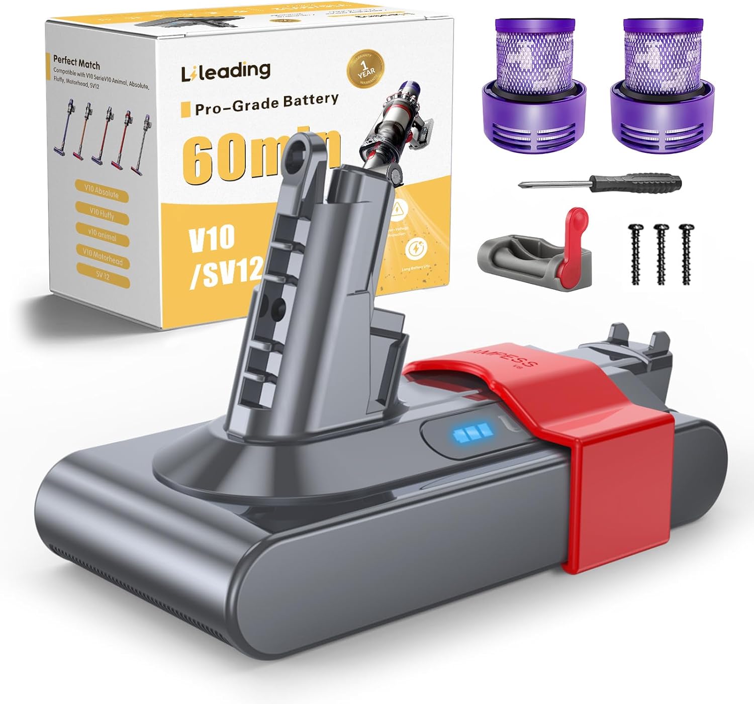 60 Min Upgraded V10 Battery Replacement for Dyson V10 Series