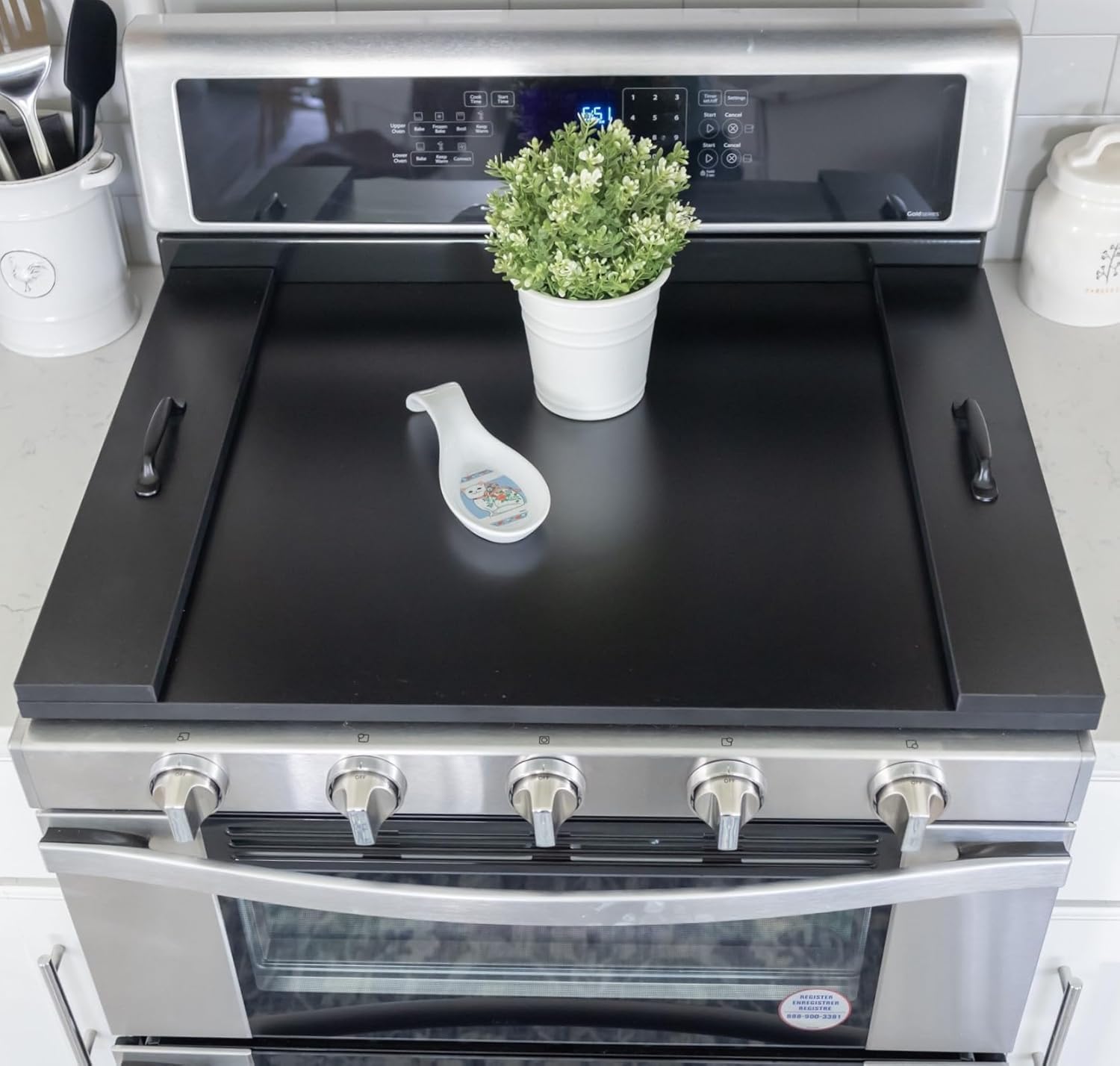 Noodle Board Stove Cover with Handles for Rustic Farmhouse Style