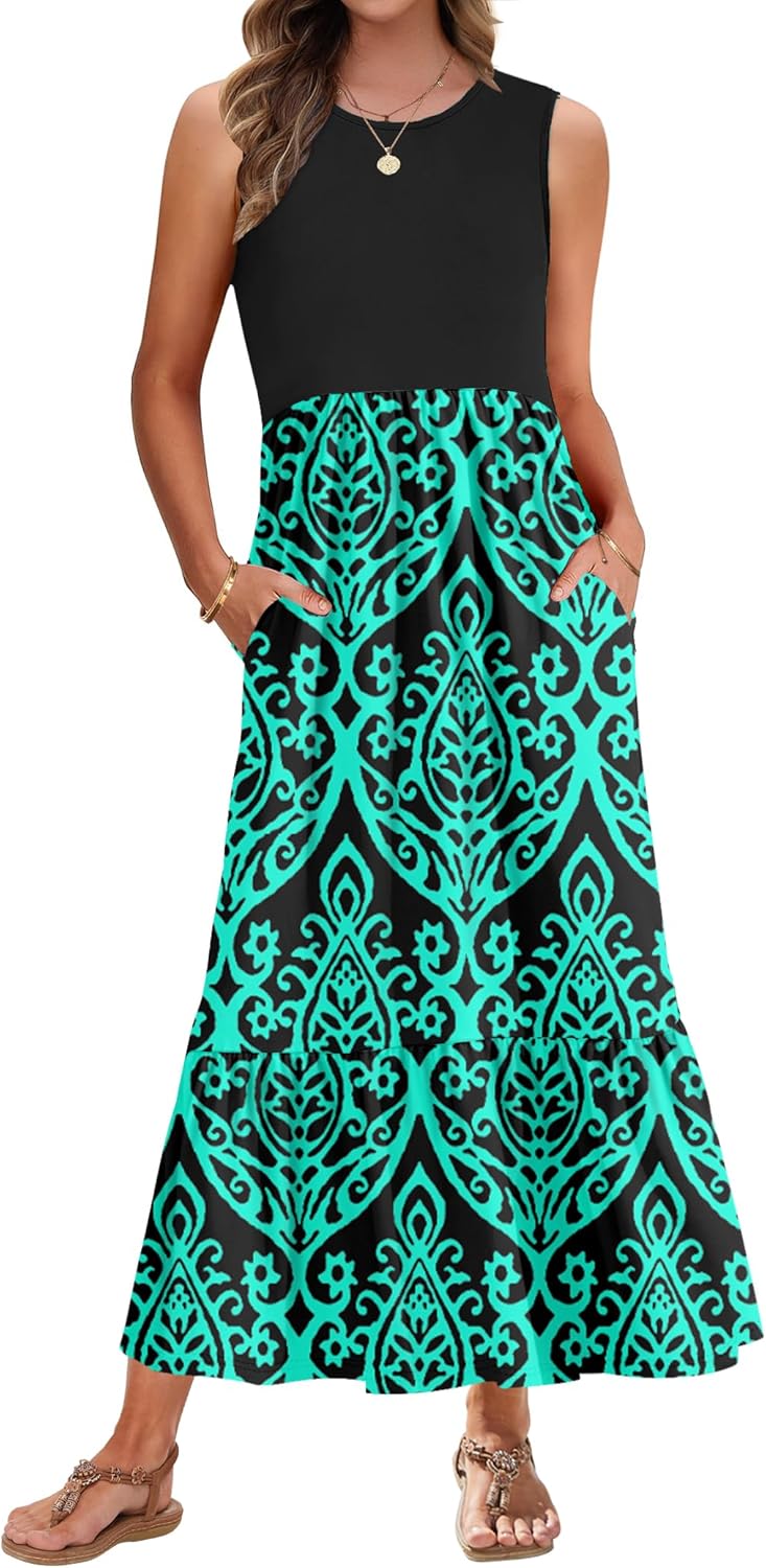 AUSELILY Womens Summer Dresses 2025 Sleeveless Maxi Dress