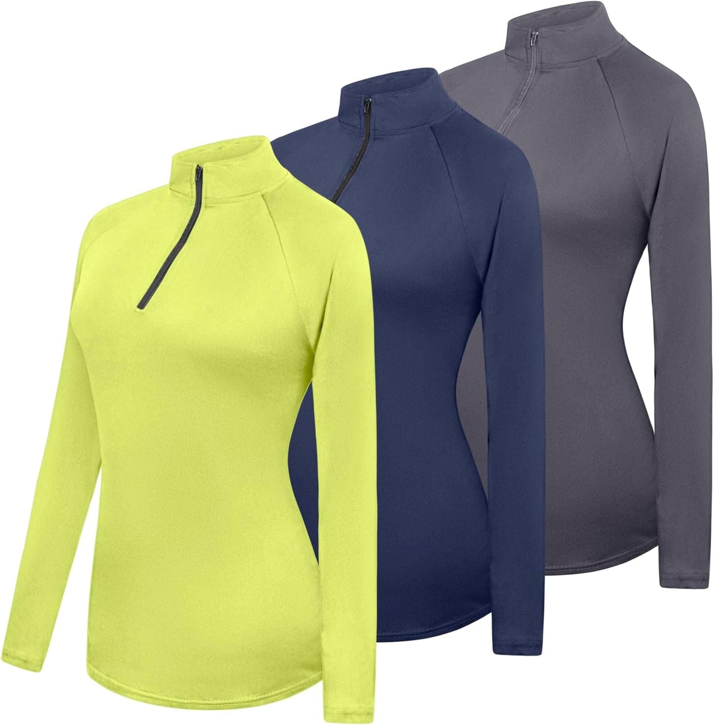 Real Essentials Womens Dry-Fit Long Sleeve Quarter Zip Jackets