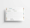 50 Cocktail Recipe Cards - Fill-in-the-Blank, Watercolor Border