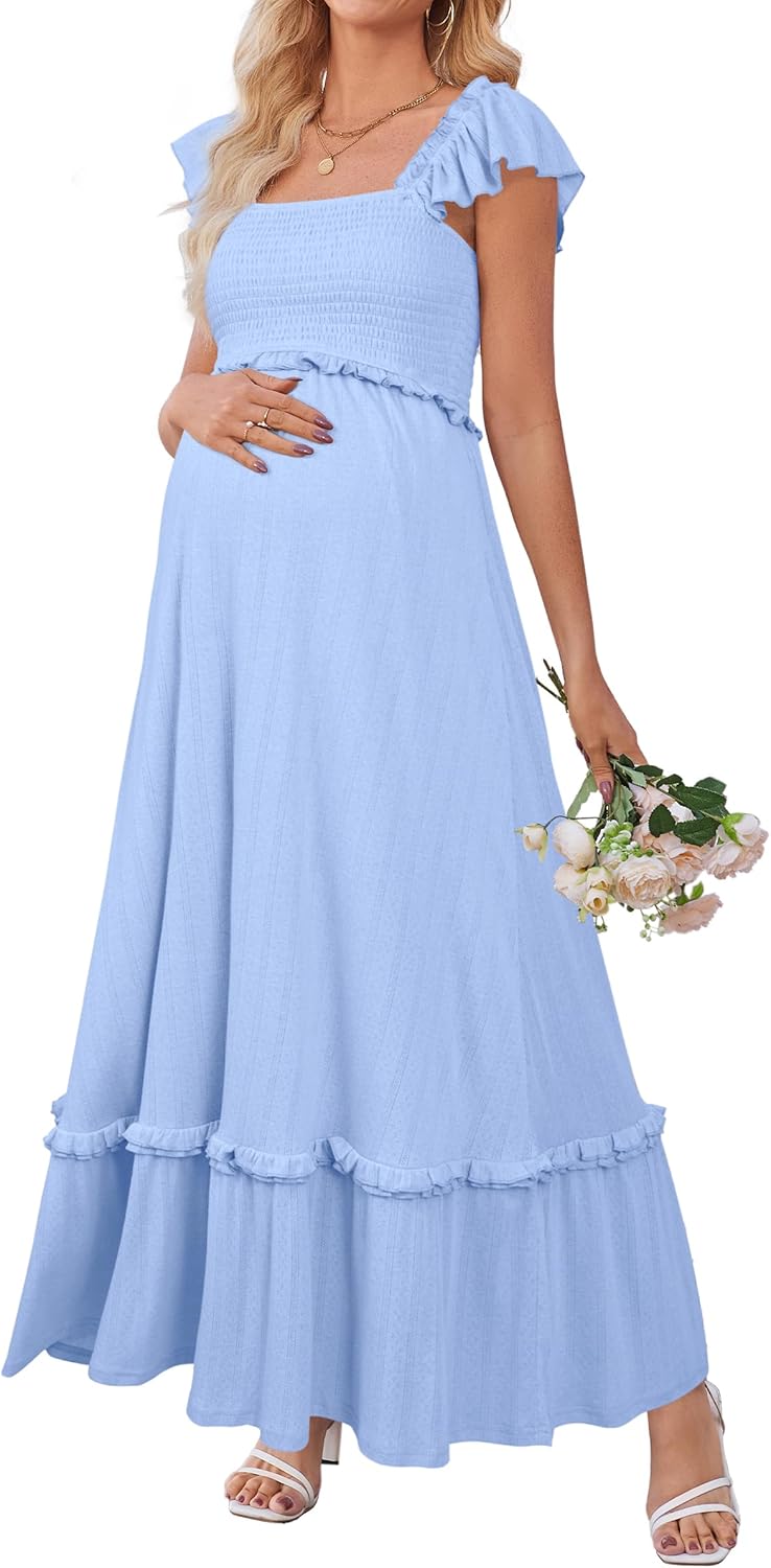 OUGES Womens Summer Maternity Dress for Photoshoots and More