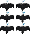 Black Square Tablecloths 70 x 70 in 6 Pack - Stain Resistant Reusable