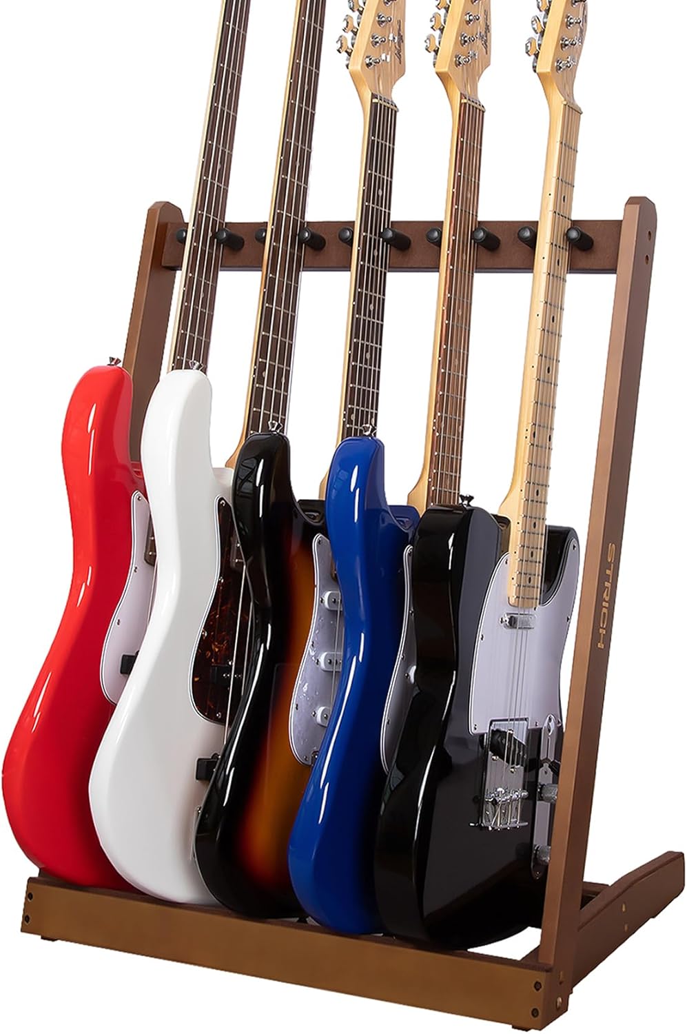 5 Guitar Hardwood Rack | Padded Stand | Home Studio Solution