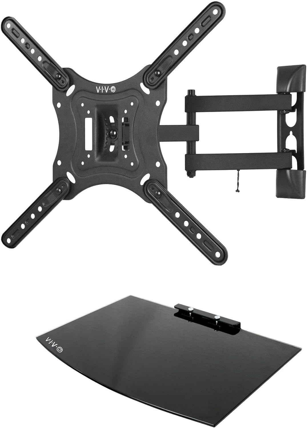 Adjustable Tilt TV Wall Mount with Floating Shelf