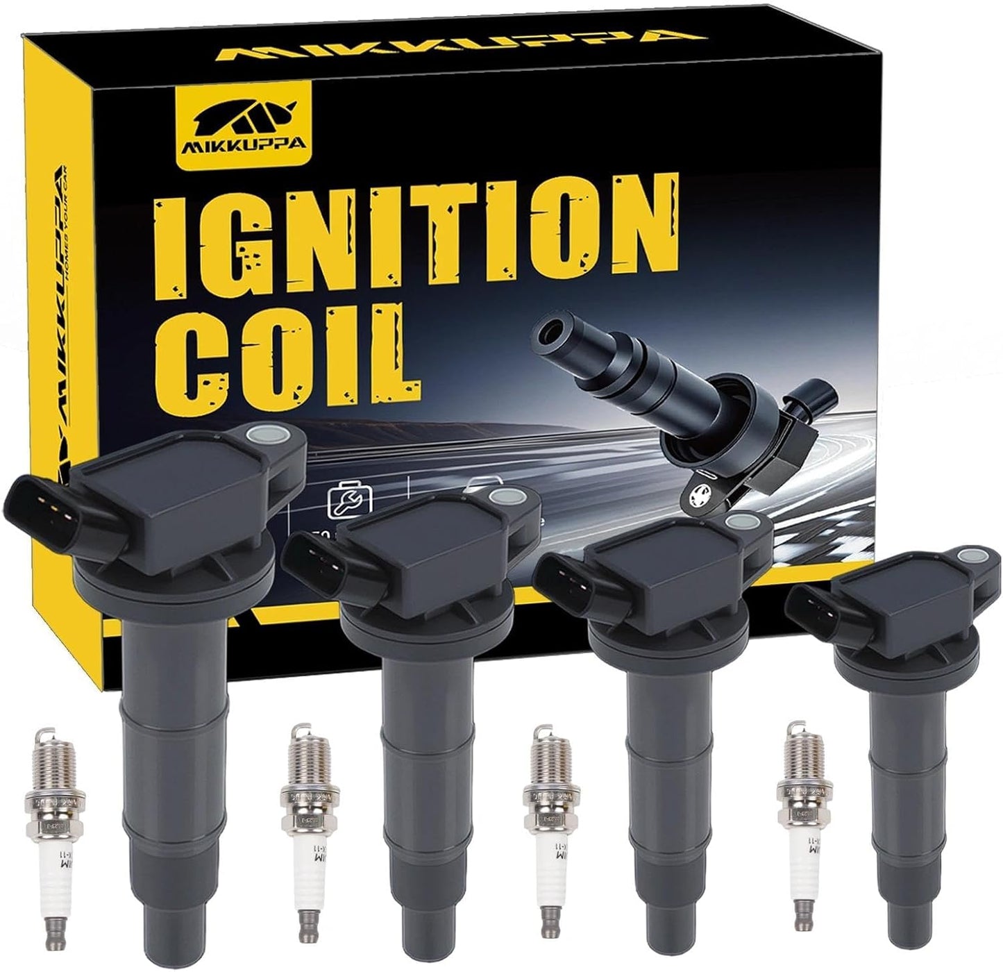 MIKKUPPA Ignition Coil Pack and Spark Plugs for Toyota