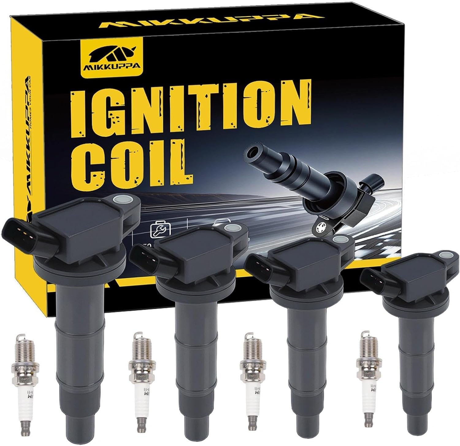 MIKKUPPA Ignition Coil Pack and Spark Plugs for Toyota