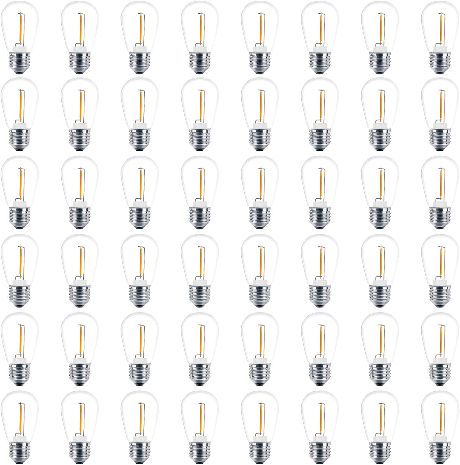 S14 LED String Light Bulbs - 48 Pack Shatterproof Warm White