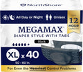 MegaMax Adult Overnight Diapers X-Large Black - 12-Hour Tab Style