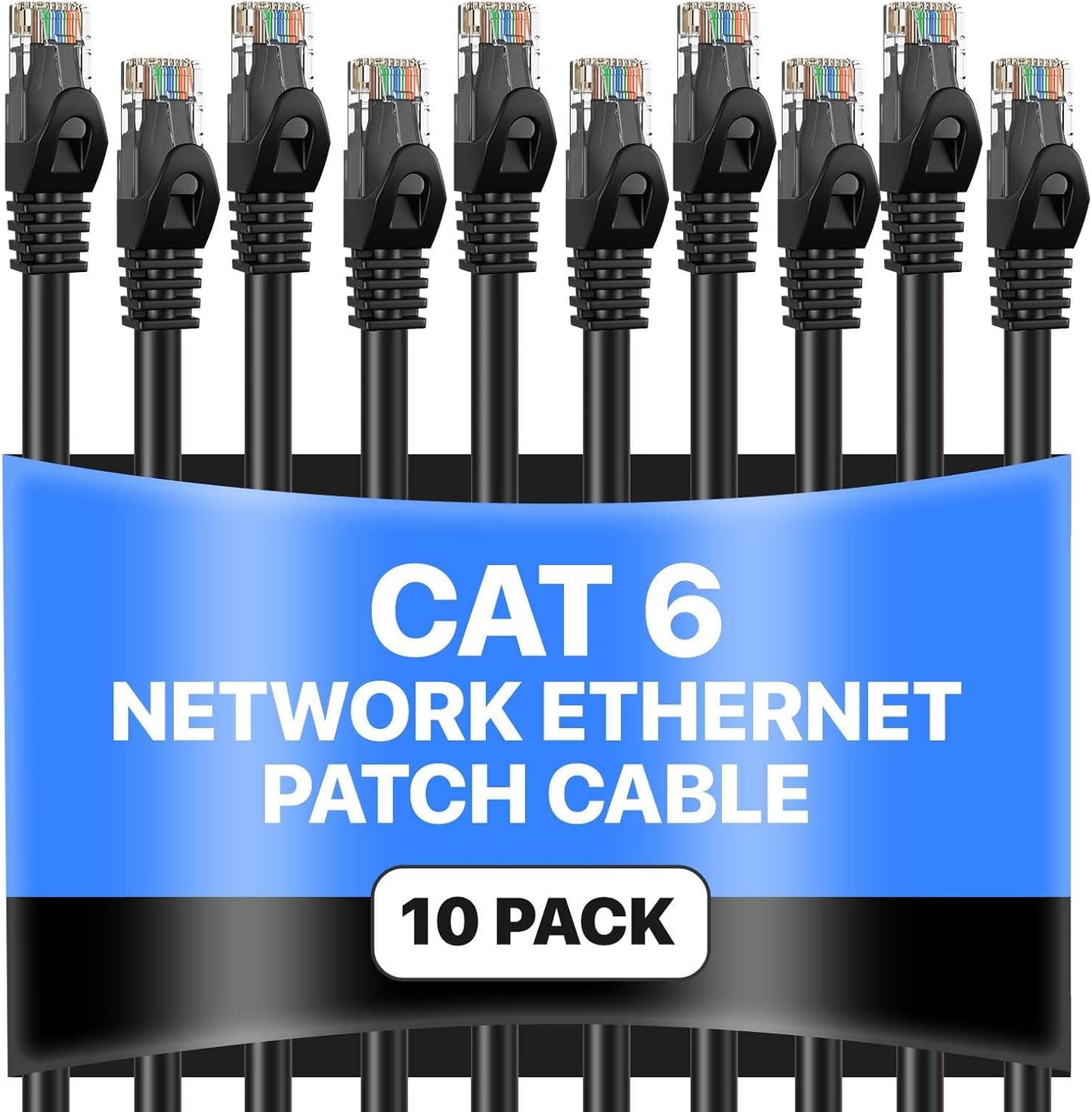 Cat6 25FT Network Ethernet Patch Cable Pack of 10 for Home