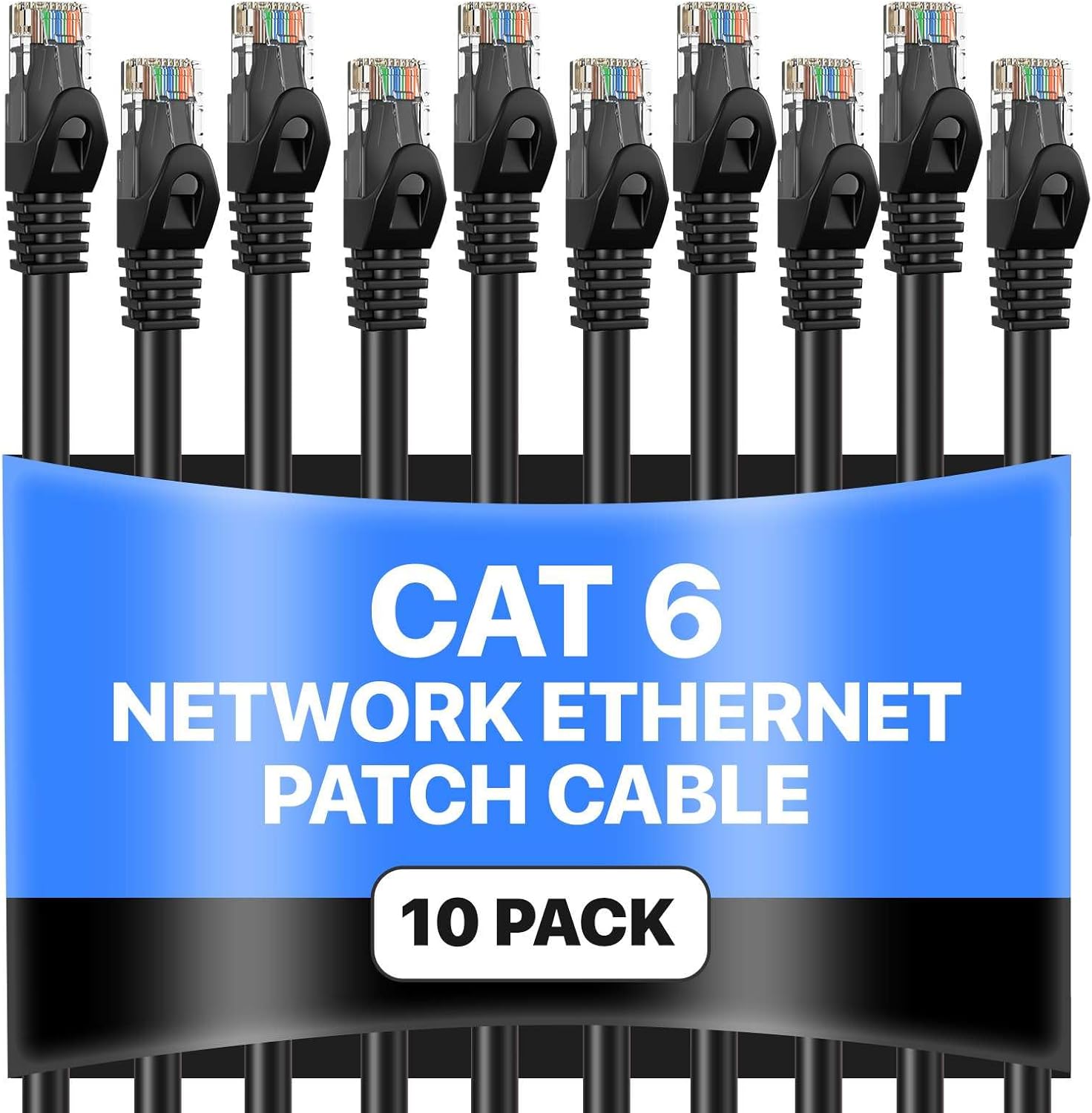 Cat6 25FT Network Ethernet Patch Cable Pack of 10 for Home