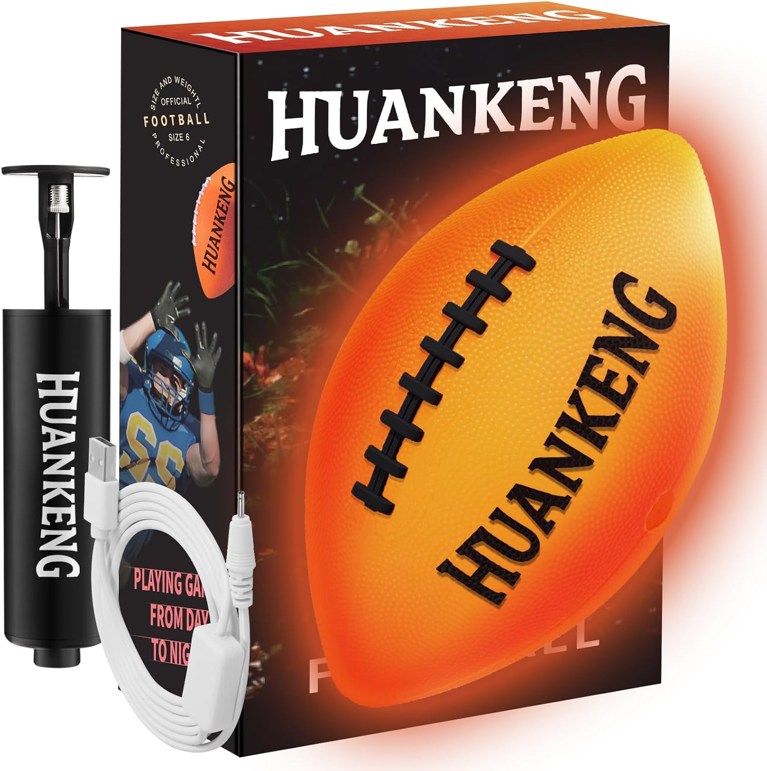 HuanKeng Glow in The Dark Football for Outdoor Fun