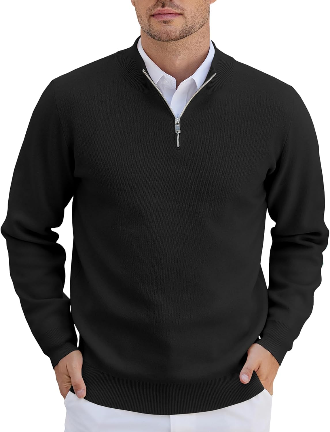 COOFANDY Mens Quarter Zip Pullover for Casual and Formal Wear