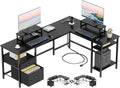 Furologee 66 L Shaped Desk with Power Outlet for Home Office