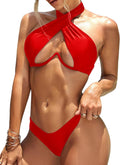 Lilosy Sexy Cute Underwire Cutout Halter Bikini Set - Flattering Fit