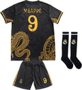 Kids Black Gold Dragon #9 Soccer Jersey Set - Youth Sizes