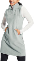 Women's Polar Fleece Tunic Dress Vest - Long Quarter Zip Warmth