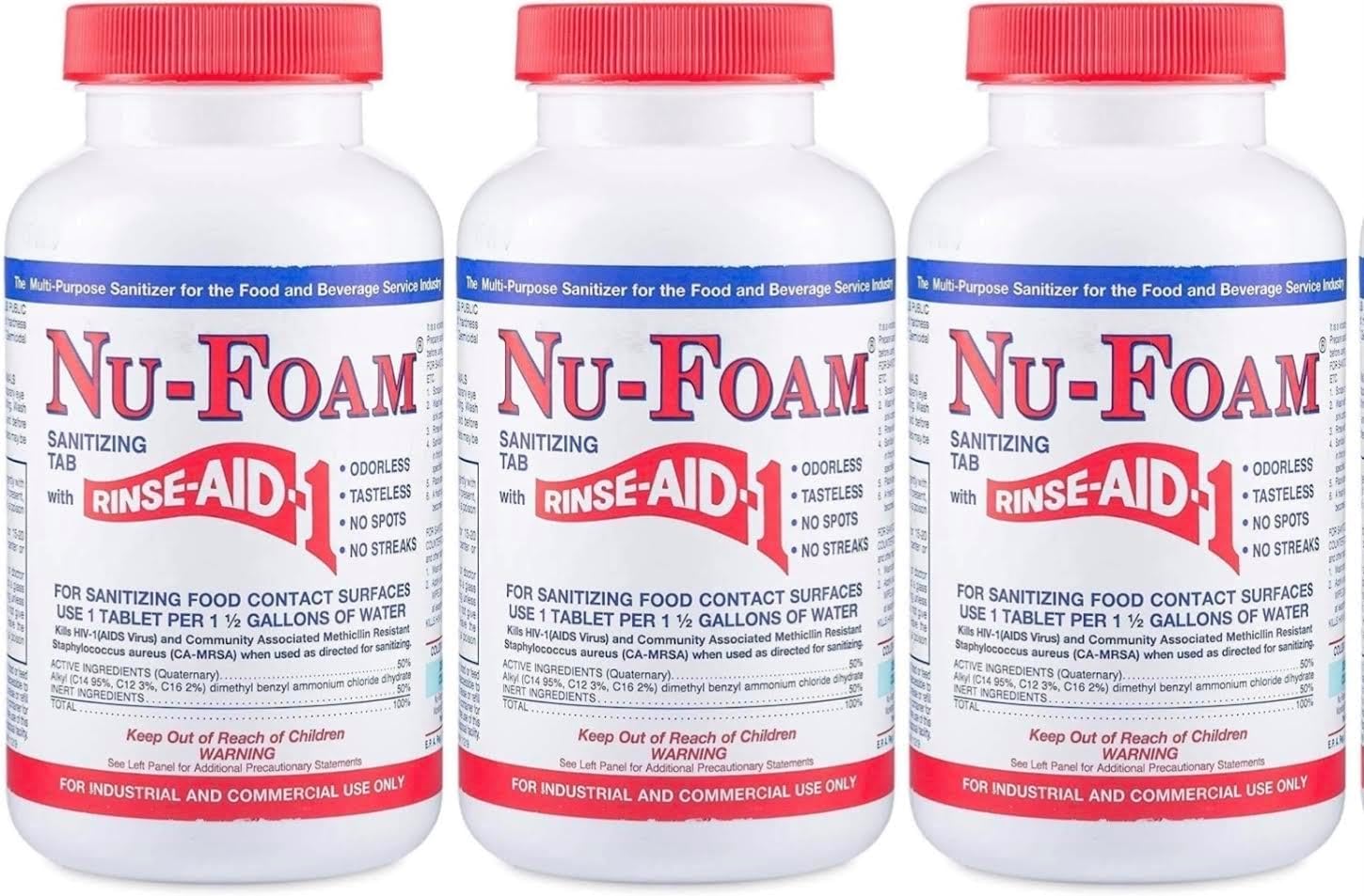 Nu-Foam Sanitizing Tablets for Spotless Bar Glassware 300 Count